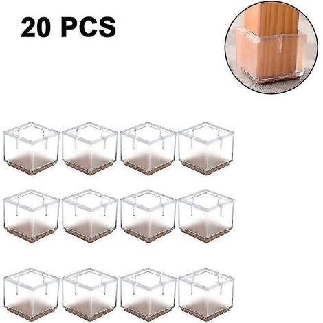 Protections transparentes pour pieds de chaise, adaptées aux sols en bois dur et aux pieds de chaise rectangulaires de 39 à 48 mm. (1/5)