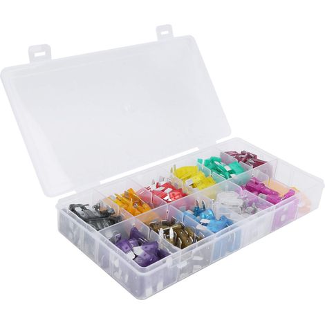 Kit de fusibles à lame 330 pièces, petite, assortiment, mini taille 2A-40A, moyenne avec clips jaunes pour voiture (1/5)