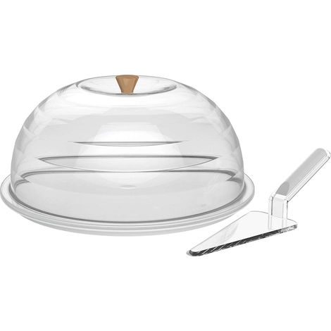 Porta Torta Chiuso con cupola trasparente vassoio rotondo bianco con paletta a servire cm 34x34 H15 contenitore dolci salati (1/3)