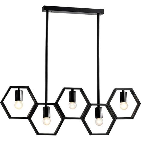Lampadario a sospensione in metallo nero geometrico con esagoni lampada a soffitto attacco E27 (1/5)