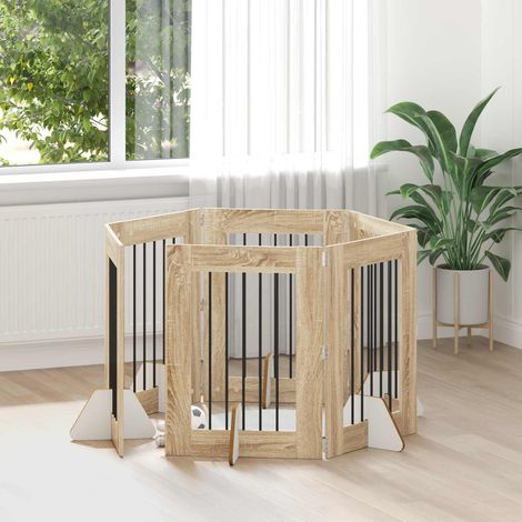 vidaXL Porte de chien pliable avec supports 6 pcs Chêne Sonoma 362 cm