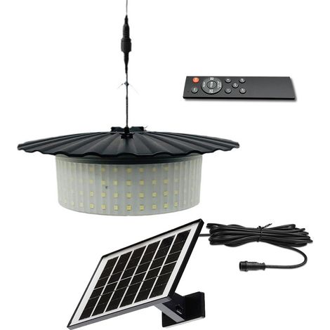 Suspension Solaire avec Télécommande Capteur de Présence 5 Modes 3 Minuteries Variable Extérieur IP65 Étanche LED Crépuscule à Aube avec Câble 3m/9.8ft pour Terrasse Jardin Balcon Abri Grange Poulaill (1/2)