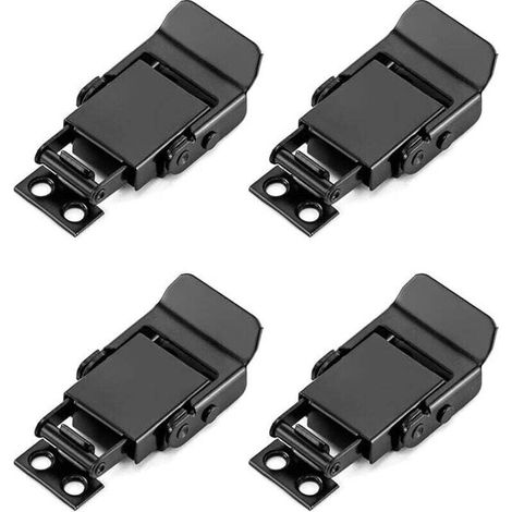 4PCS Loquet à Bascule en Acier Inoxydable, Fermeture à Levier Fermoir à Ressort pour Caisse Boîtes Coffret, Noir (1/4)