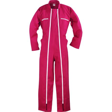 Coverguard – Combinaison de travail haute visibilité rouge S (40-42) – 2 zips latéraux – Poches sécurisées – Confort optimal au quotidien