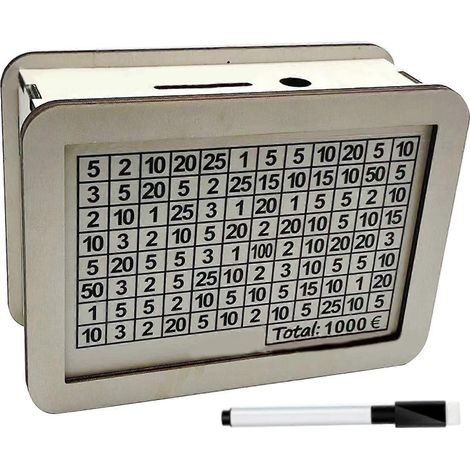 Tirelire en bois - Boîte à argent réutilisable - Développez de bonnes habitudes d'épargne et atteignez vos objectifs. (1/5)