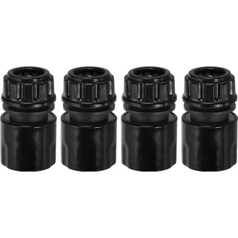 1/2" Hose Repair Connector Extension, 4pcs Plastic Garden Hose Repair Water Hose Connectors Waterproof Design, Black (1/5)