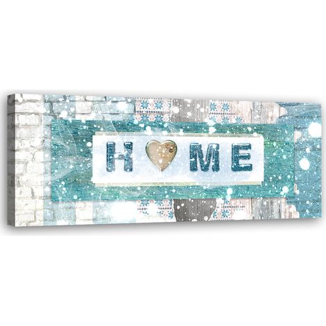 Tableau sur toile Lettre maison turquoise 90x30 (1/5)