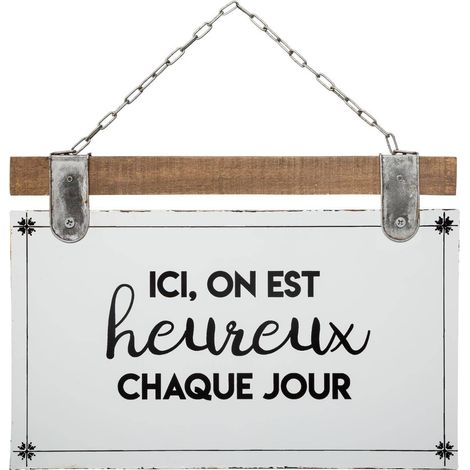 Plaque décorative en Bois et Métal avec Citation 35 x 25 cm - Atmosphera (1/4)