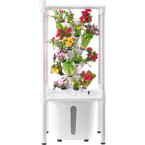 Mophorn Sistema di Coltivazione Idroponica, 30 Baccelli Verticali su 6 Livelli, Torre Mobile con Pompa dell'Acqua e Luce, Ideale per Germinazione Interna di Erbe, Frutta e Verdura