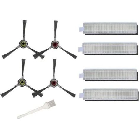 Pièces de rechange pour aspirateur robot Ecovacs Deebot OZMO Slim 10 : 4 filtres HEPA, 4 brosses latérales et 1 brosse. (1/3)