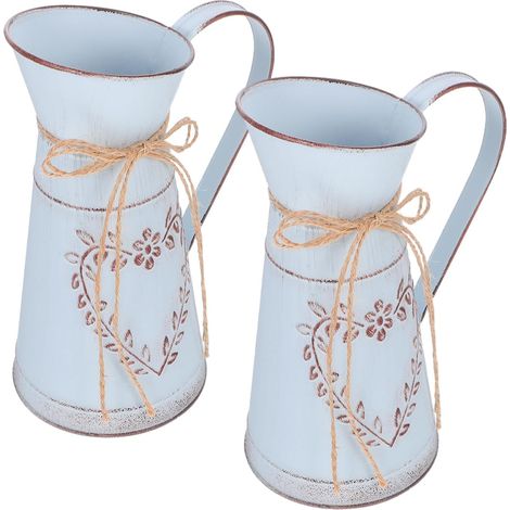 2-Piece Vintage Flower Bucket, Flower Pot, Planter Bucket for Indoor Floral Arrangement (1/5)