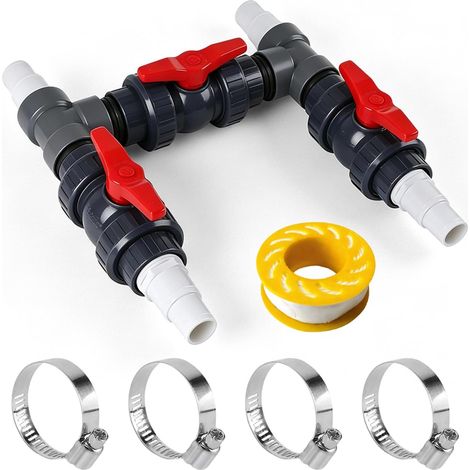 Kit de dérivation pour pompes à chaleur Ø 50 mm, kit de raccordement de piscine avec tuyaux et adaptateurs de 32 mm et 38 mm, pour chauffage de piscine, pompe à chaleur et installations (1/5)