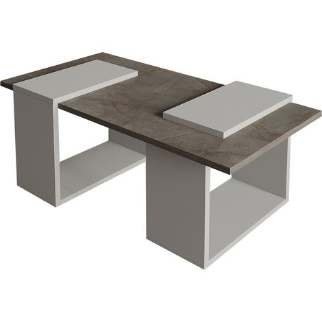 Table basse en bois "Matris" - 90 x 46 x 37 cm - Gris