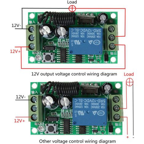 Sistema de control remoto inalámbrico de 1 canal, 2 x 12 V 10 A, transmisor y receptor, 2 botones, resistente al agua, 433 MHz.