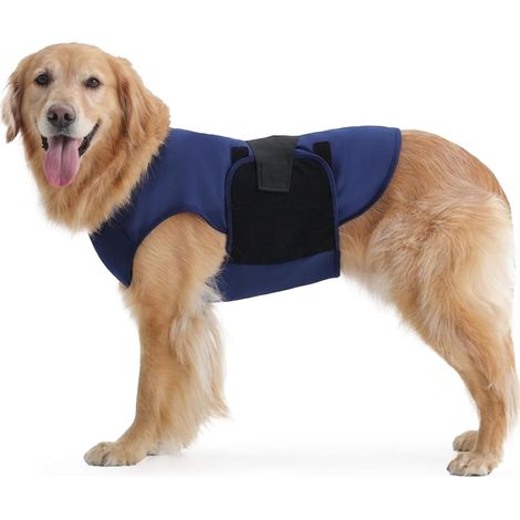 Gilet apaisant pour chiens, extensible pour soulager le stress et l'anxiété pour les tempêtes, les voyages, le bruit fort, veste d'orage douce et réglable pour l'anxiété, bleu foncé, taille XL (1/5)
