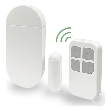 Alarme maison sans fil avec sirène, capteur d'alarme pour porte et fenêtre, télécommande, batterie intégrée, système de sécurité anti-vol et anti-effraction, blanc (1/4)