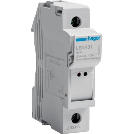Coupe-circuit 1 Pôle 25A 400V L32 1 Module à voyant HAGER LSN431 (1/3)