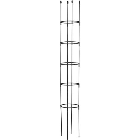Soporte para plantas, juego de 4 piezas, apilable y fácil de montar, fabricado en fibra de vidrio y plástico negro – alturas de 85, 110, 135 y 160 cm. (1/5)