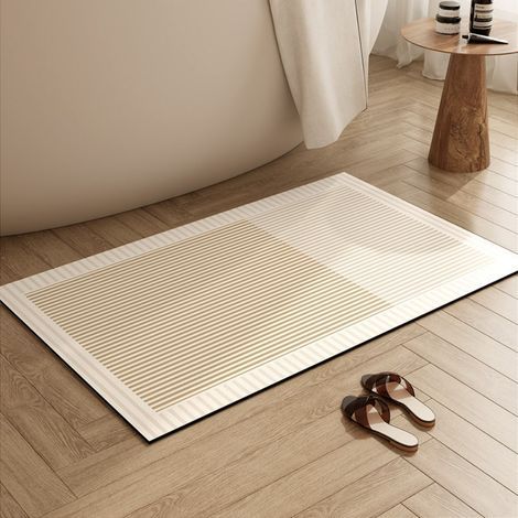LAN Minimalist – 2 Kieselgur-Töpfe, 40 x 60 cm, rutschfeste Badematte, strapazierfähige und saugfähige Badematte, Kieselgur-Toilettenvorleger (1/5)