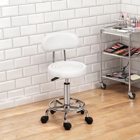 Tabouret blanco en cuero Sintético 40 x 32 x 86 cm (1/5)