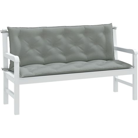Gartenbank-Auflagen 2 Stk. Melange Hellgrau 150x50x7 cm Stoff