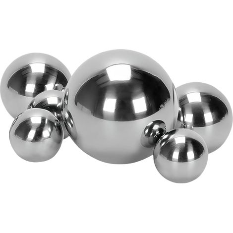 Boules décoratives argentées - Lot de 6 - Acier inoxydable - Flottaison et réflexion lumineuse - Étang et jardin - Tailles variées (1/5)