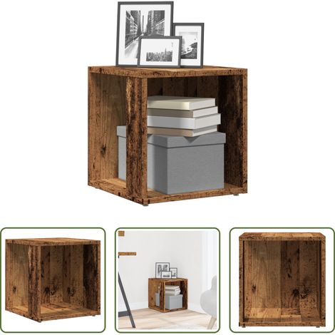 Meuble d'angle - Table d'appoint vieux bois 33x33x34 cm bois d'ingénierie (1/5)