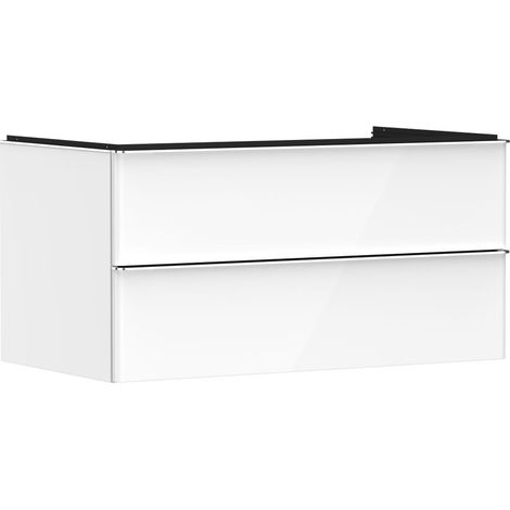 Waschtischunterschrank Xelu Q 980x485x550mm weiß hochglanz Griff chrom (1/3)