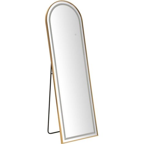 Miroir sur Pied LED "Simple Arc" 160cm Or (1/5)
