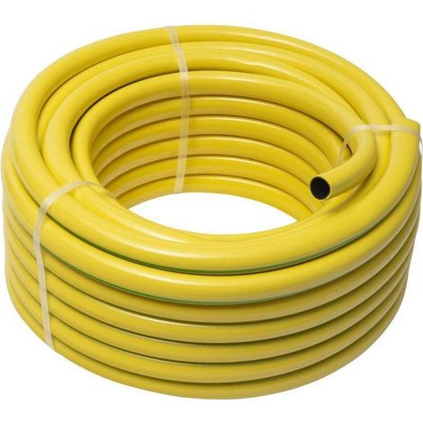 Tuyau de Arrosage Antivrille 75m D.19 mm - Jaune - Sur Touret - Résistant et Flexible - D-Work