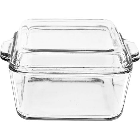 Glass Casserole Dish with Lid, 17 x 15 x 7 cm, Oven Dish for Air Fryer, Microwave and Air Fryer (1/5)