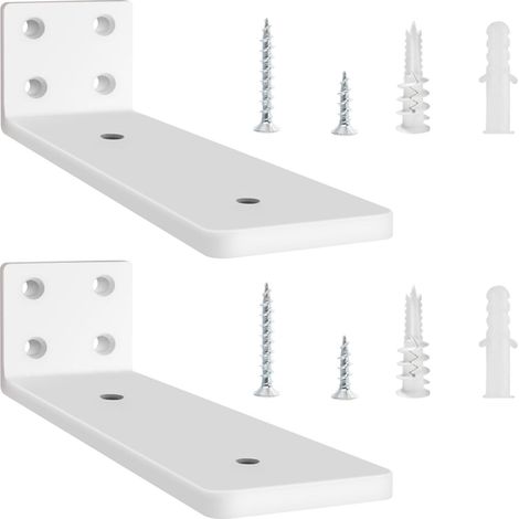 Lot de 2 - Équerre étagère - Support mural - Fixation robuste pour étagères ouvertes &43 Installation facile DIY Maison et Bureau Blanc 15x15 cm