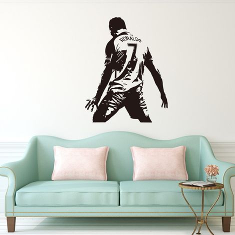 KS094 Silueta de caballo tallada, pegatinas de pared de fútbol C Luo Action, calcomanías decorativas para habitaciones de estudiantes, venta al por mayor (tamaño grande 5874CM) (1/5)