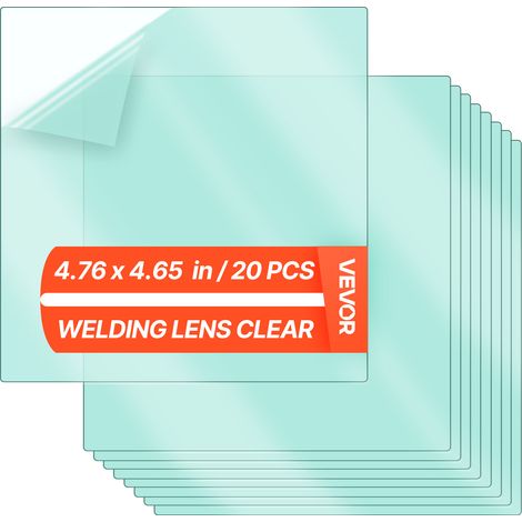 VEVOR Lente di Copertura Esterna per Casco da Saldatura, 20 Pezzi 121 x 118 x 0.9 mm, Lente di Ricambio Esterna, Coperture Protettive Trasparenti per Filtri Compatibili con i Caschi da Saldatura