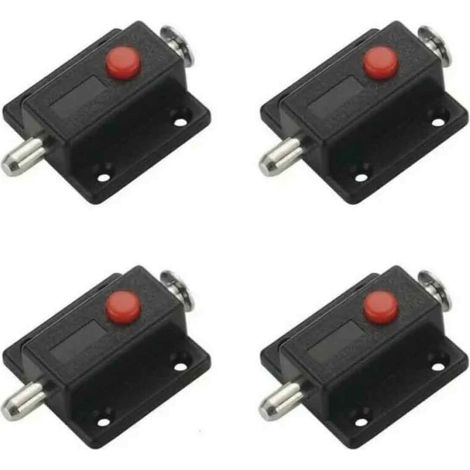 Loquet Automatique - Verrou À Glissière Avec Bouton À Ressort - Pour Armoire Porte Fenêtre Intérieur Extérieur - 4 Pièces Noir (1/5)