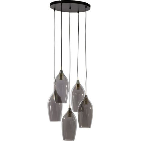 Light & Living - suspension - Lukaro - noir - verre - grande