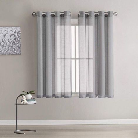 Tende bianche trasparenti - set da due pezzi - 100x200 cm - con occhielli - traslucide - poliestere (1/4)