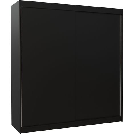 Les Tendances – Armoire de chambre adulte 200 cm – 2 portes coulissantes – Structure en panneau laminé – Finitions MDF – Noir (1/5)