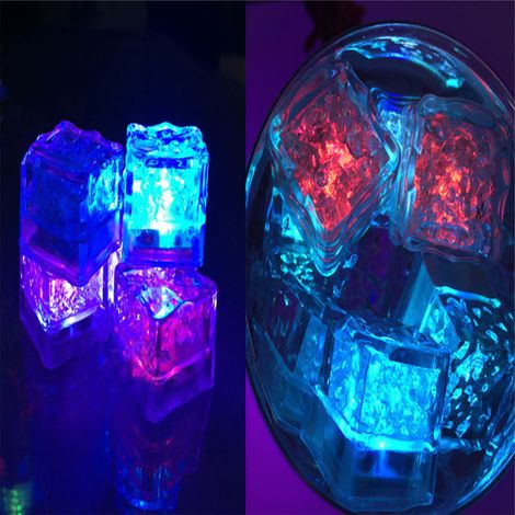 Batteriebetriebene, leuchtende Eiswürfel, farbenfrohes Touch-Nachtlicht, blinkende LED-Eiswürfel, die im nassen Zustand leuchten, leuchtende Eiswürfel. (1/5)