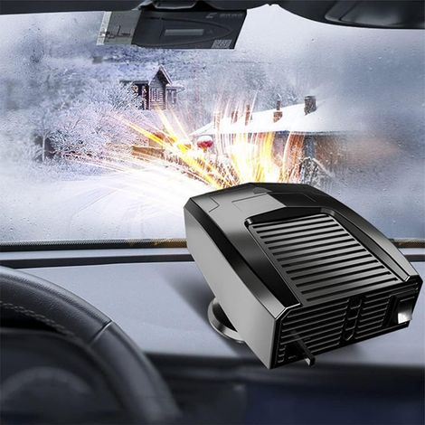 Réchauffeur de dégivrage de voiture, Car warm 180W Branchez l'allume-cigare 12V mini Portable 2 en 1 Fonction, 360 ° Réglable Noir