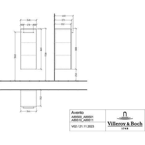 Villeroy & Boch A89510RH Armoire latérale Avento 347x888x405mm 1
