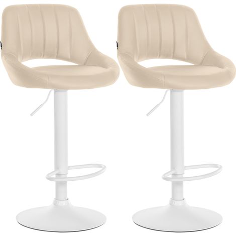 Set da 2 sgabelli da bar Milet in similpelle crema Metallo bianco opaco (1/5)