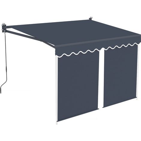 Markise mit Volant aus Aluminium 2 x 3 m "Shadow" - Anthrazitgrau