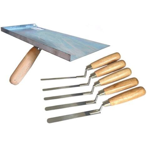 Lot de truelle maçonnique pointue galvanisée Falcon et 5 truelles à doigts en acier inoxydable, outils de jointoiement, remplissage de fissures et réparation pour bricolage et maçonnerie, transfert, r (1/5)