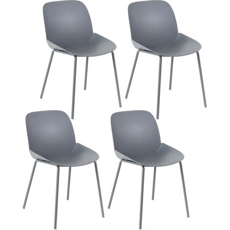 Set 4 Sedie 55x46xH79 cm in Polipropilene Eva Grigio Scuro (1/5)
