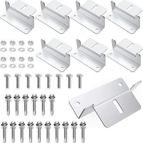 Lot de 8 supports de panneau solaire Z avec écrous et vis, pour montage sur toit de caravanes, bateaux, toits, murs (1/5)