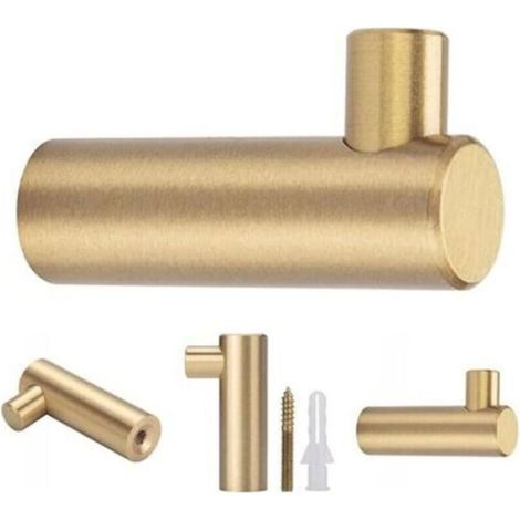 Lot de 4, Crochets Mural en Laiton Brossé, 38 mm x 12 mm, Crochets Porte-serviettes Manteau Dorés pour Salle de Bain, Porte-patères, Cintres Serviette (En forme de L)