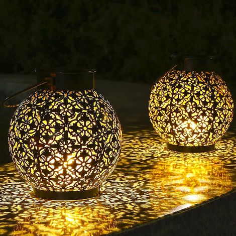 faroles solares para exterior, impermeables IP55, con diseño de girasol, para jardín, patio, balcón, camping. (1/5)