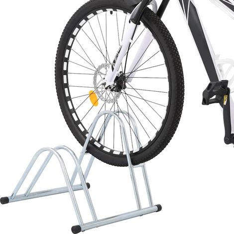Support de vélo au sol autoportant pour 2 vélos acier galvanisé (1/5)
