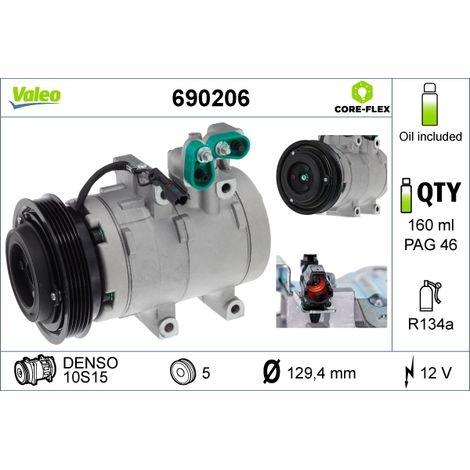 Compresseur, climatisation Valeo 690206 HYUNDAI 9770126010 9770126011 9770126300